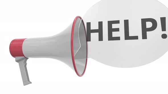 Grey Loudspeaker with HELP Message on Speech Bubble alt