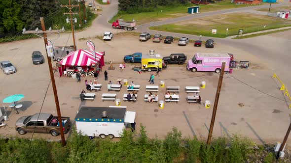 4K Drone Video of Tanana Valley State Fairgrounds in Fairbanks, Alaska during Sunny Summer Day