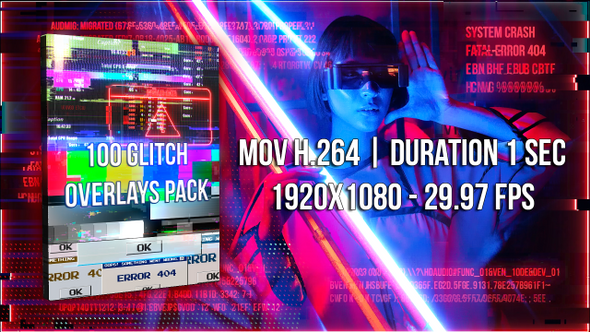 100 Glitch Overlays Pack