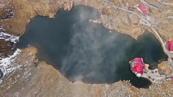 Aerial drone view of nature in Romania. Transfagarasan route in Carpathian mountains