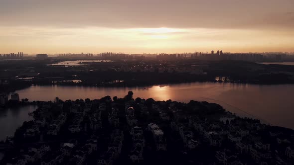 Lake at dawn on the outskirts of the city 06