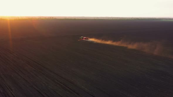 Tractor With The Seeder At The Field 4