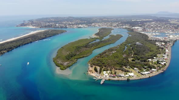 Aerial View at High Altitude of Woregore Nature reserve and Hastings River Australia, Beautiful Park