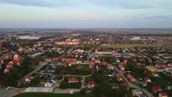 Cityscape of Small European Town Aerial View