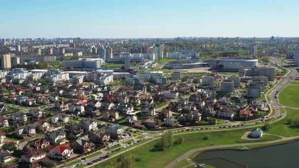 View From the Height of the Drozdy District and the Minsk Sports Complex Minsk Arena in Minsk