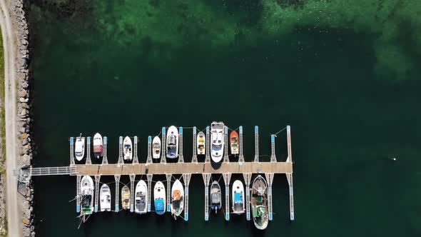 Marina Dock Basin with Yachts Boats. Aerial View