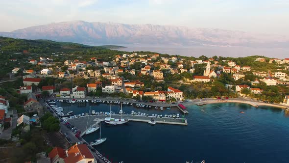 Slow moving point of view of the Marina in Selca Island Brac Croatia Europe