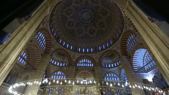 Edirne Ottoman Magnificent Selimiye Mosque Interior Dome alt