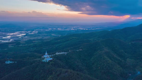 Green mountains and sunset,