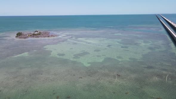 Aerial pan from Seven Mile Bridge to Little Money Key in the Florida Keys