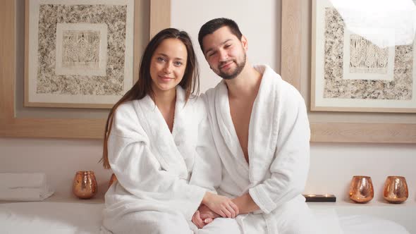 Attractive Young Couple Relaxing in a Spa Centre.