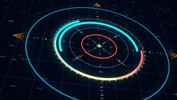  Neon techno circles in scientific computer graphics