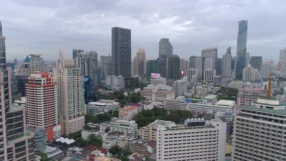 4K aerial drone footage of Bangkok skyline.