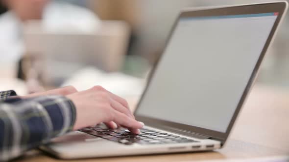 Female Hands Typing on Laptop Close Up