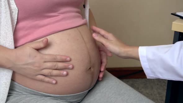 Pregnant Woman and Gynecologist Doctor at Hospital