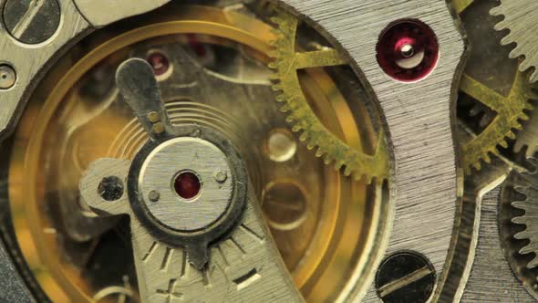 Vintage Watch Movement. Close Up.