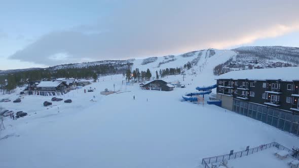 Beautiful day to night timelapse of downhill skiing slope at Vestlia Resort Geilo,ing people, beauti