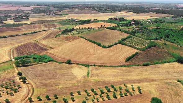 Tuscany Countryside Shot with Drone at Summer Time