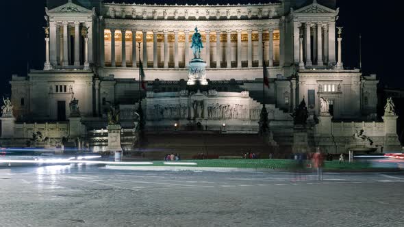 Time Lapse Traffic Piazza Venezia Rome Italy