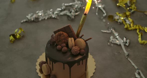 Chocolate Cake With Fireworks