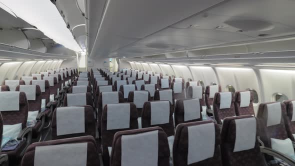 Jet Airplane Economy Class Interior View