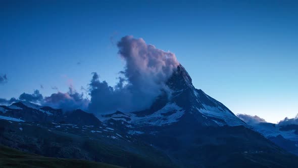 matterhorn alps switzerland mountains snow peaks ski timelapse sunset dusk