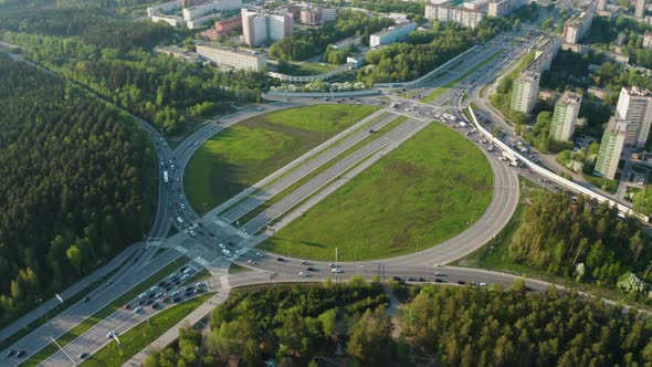 Aerial View of a Car Interchange