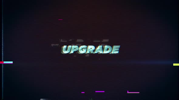 UPGRADE text glitch effects concept for video games screen