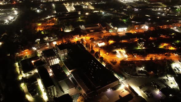 Many Cars at Night Filmed in Hyperlapse Near the Industrial Area on Outskirts