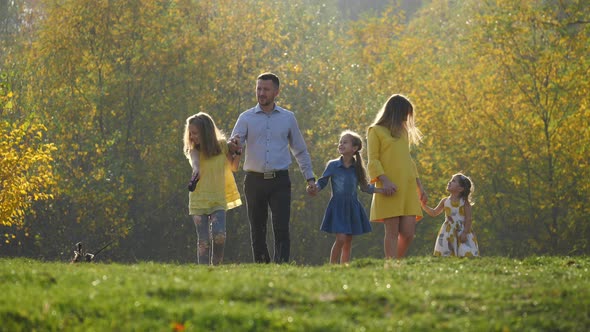 Family walking in a park