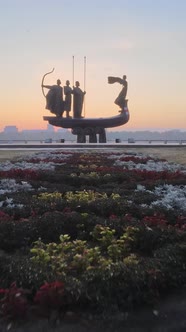 Monument To the Founders of the City in the Morning at Dawn