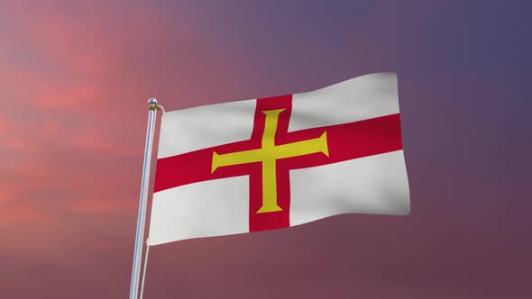 Flag Of Guernsey Waving