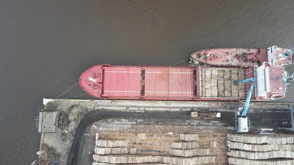 Cargo vessel aerial view