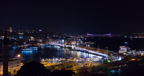 Istanbul Galata And Bosphorus Night