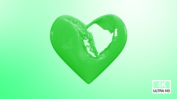 Heart Filling With Green Paint 4K alt