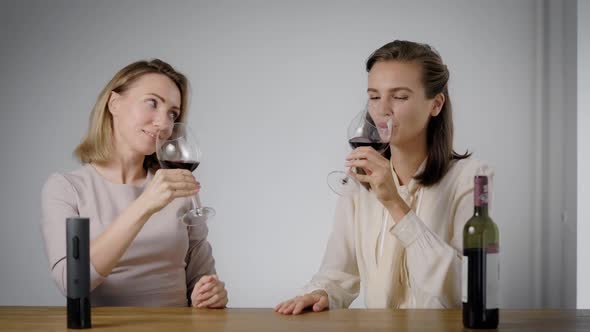 Two Girlfriends Met To Talk. Drink Wine and Talk and Gossip.