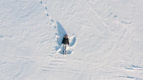 Winter Snow Angel Drone View