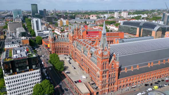 London Kings Cross and St Pancras Train Stations From Above  Aerial View