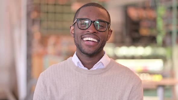 Portrait of Beautiful African Man Doing Video Chat