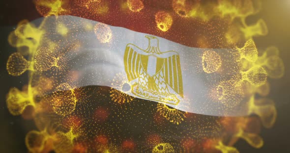 Egypt Flag With Corona Virus Bacteria Centered