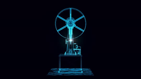 Old Pumping Machine Hologram Rotating 4k