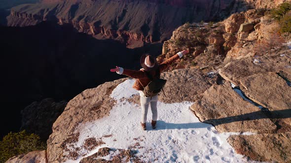 Happy girl in the Grand Canyon view