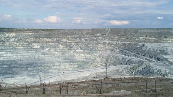 Aerial view railway at the top of Huge asbestos quarry 09