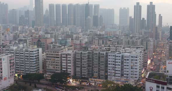 Hong Kong building in the evening