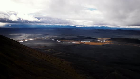 Drone Over Mountain Landscape Of Iceland