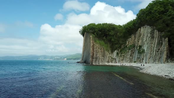 Drone View of Rocks Nature Sea and Water Skala Kiseleva is a Natural Monument on the Territory of