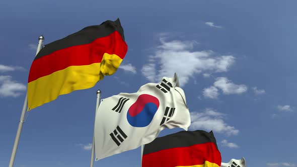 Many Flags of South Korea and Germany