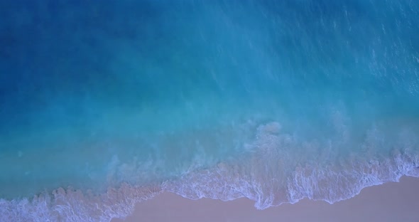 Beautiful birds eye island view of a summer white paradise sand beach and turquoise sea background i