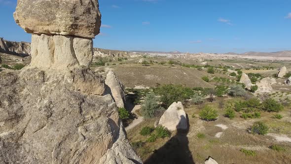 Hoodoos, Fairy Chimneys and Sedimentary Volcanic Rock Formations in Eroded Stone Valley