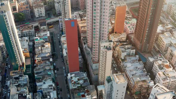  top view fly over Hong Kong city